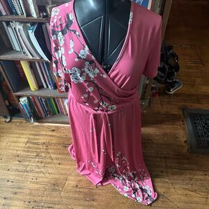Lily by Firmiana Chinese blossom flowy v-neck faux wrap dress